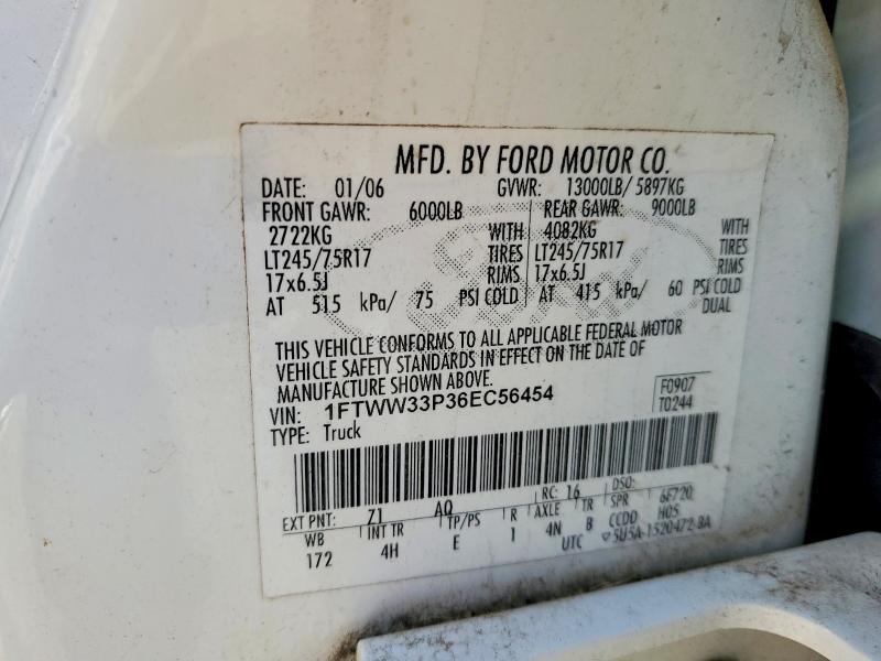 Продаж на аукціоні авто 2006 Ford F350, vin: 1FTWW33P36EC56454, номер лоту: 62318476