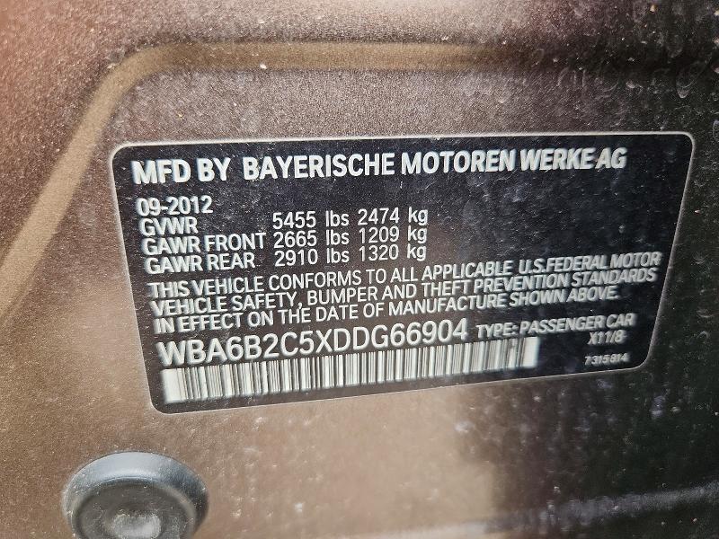 Aukcja sprzedaży 2013 Bmw 650, vin: WBA6B2C5XDDG66904, numer aukcji: 63708826