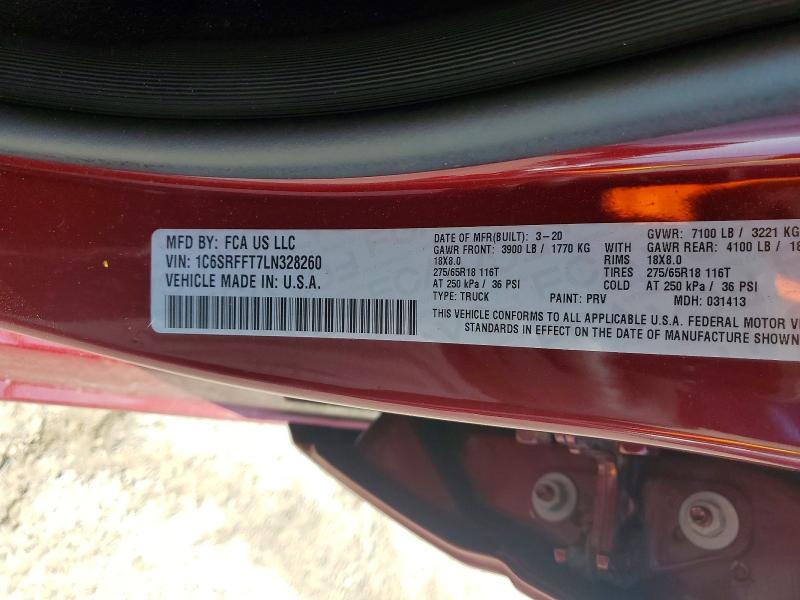 Продаж на аукціоні авто 2020 Ram 1500, vin: 1C6SRFFT7LN328260, номер лоту: 85630465