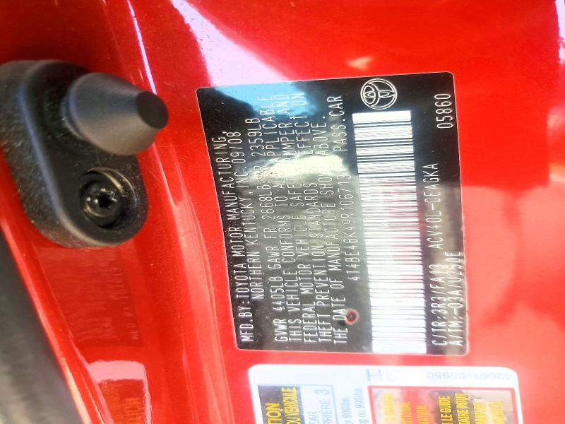 Aukcja sprzedaży 2009 Toyota Camry, vin: 4T4BE46K49R106713, numer aukcji: 60207836