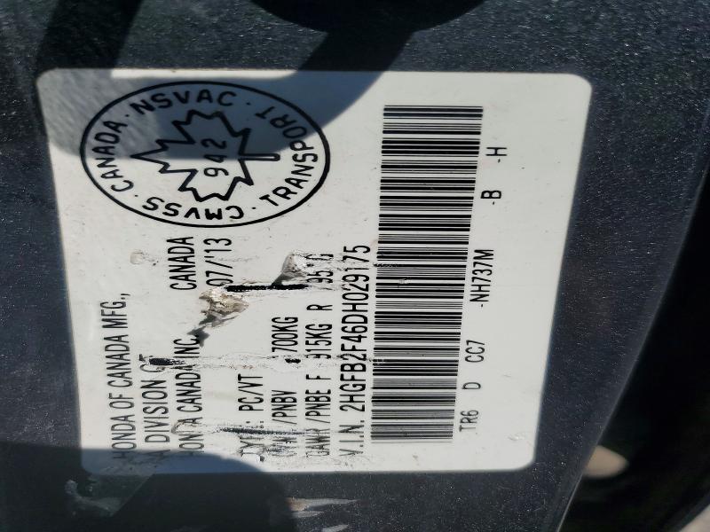 2013 Honda Civic მანქანა იყიდება აუქციონზე, vin: 2HGFB2F46DH029175, აუქციონის ნომერი: 61508346