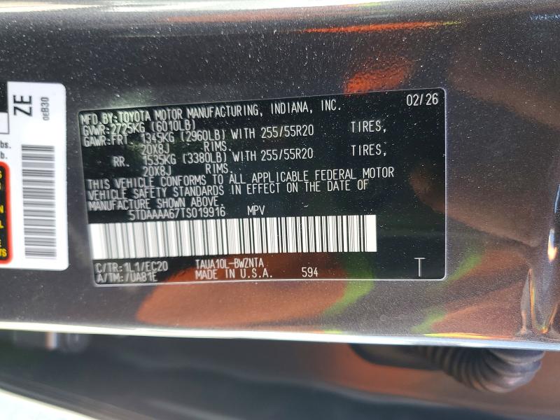 59742396 :رقم المزاد ، 5TDAAAA67TS019916 vin ، 2026 Lexus Tx 350 مزاد بيع