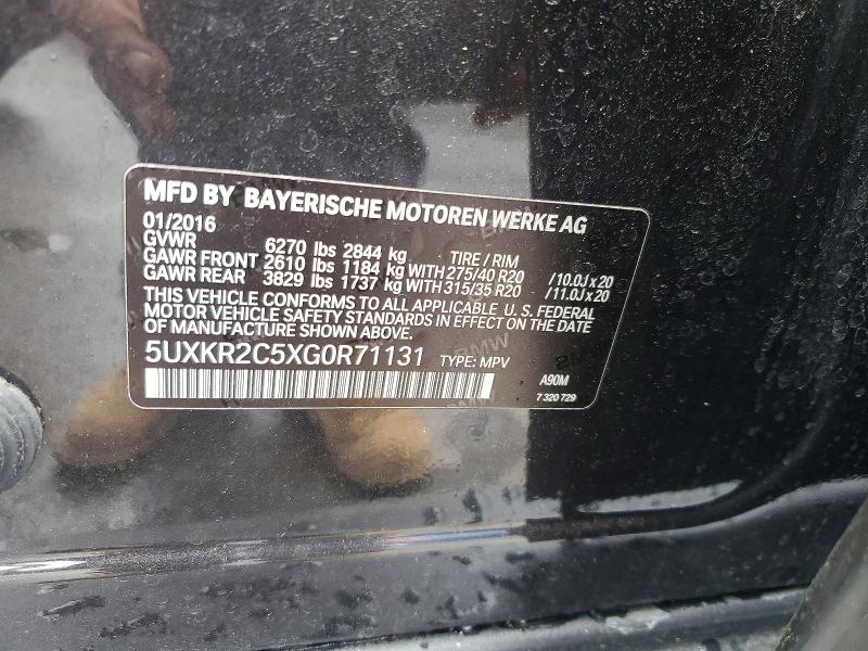 Aukcja sprzedaży 2016 Bmw X5, vin: 5UXKR2C5XG0R71131, numer aukcji: 63357716