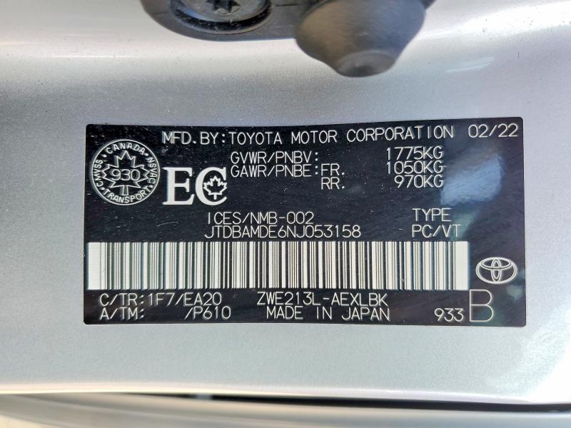 Продажа на аукционе авто 2022 Toyota Corolla, vin: JTDBAMDE6NJ053158, номер лота: 60163766
