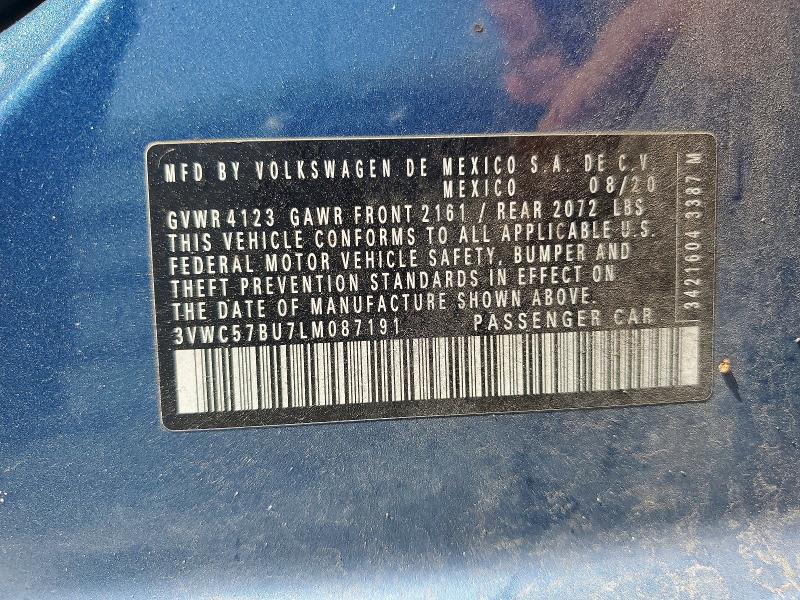 60564486 :رقم المزاد ، 3VWC57BU7LM087191 vin ، 2020 Volkswagen Jetta مزاد بيع