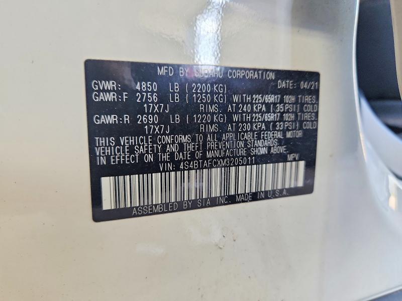 Продаж на аукціоні авто 2021 Subaru Outback, vin: 4S4BTAFCXM3205011, номер лоту: 59289426