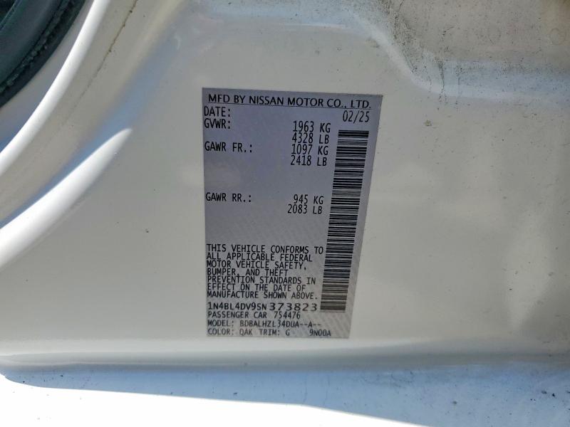 60422626 :رقم المزاد ، 1N4BL4DV9SN373823 vin ، 2025 Nissan Altima مزاد بيع