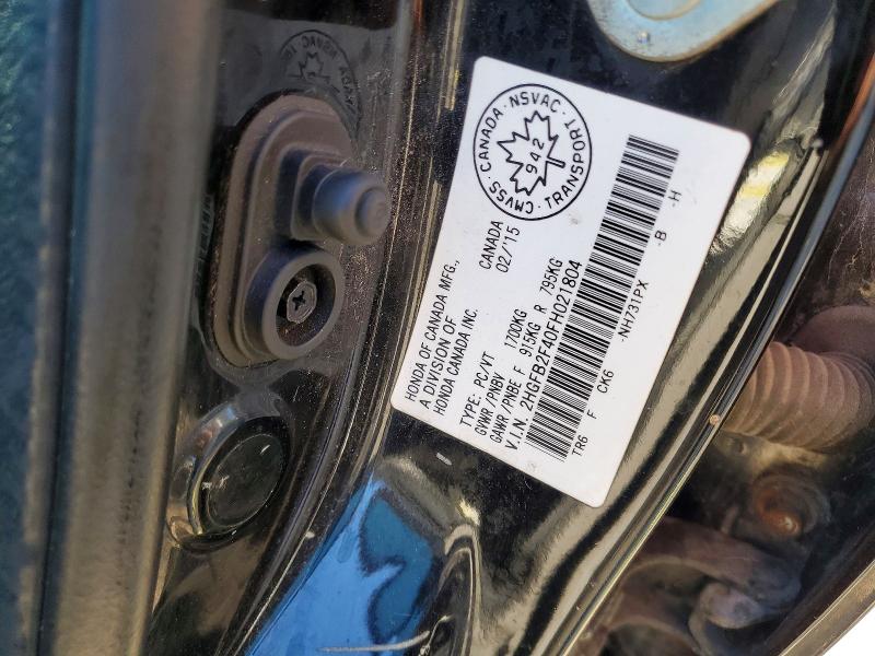 62903596 :رقم المزاد ، 2HGFB2F40FH021804 vin ، 2015 Honda Civic مزاد بيع