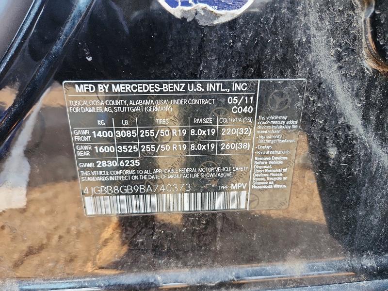 Продаж на аукціоні авто 2011 Mercedes-benz Ml, vin: 4JGBB8GB9BA740373, номер лоту: 60234776