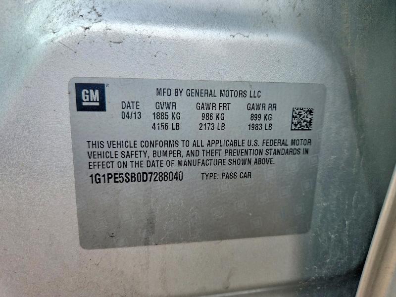 Продажа на аукционе авто 2013 Chevrolet Cruze, vin: 1G1PE5SB0D7288040, номер лота: 61300536