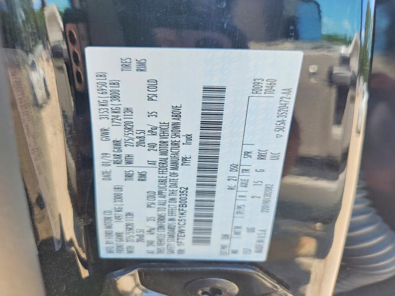 Aukcja sprzedaży 2019 Ford F150, vin: 1FTEW1C51KFB00352, numer aukcji: 63132896