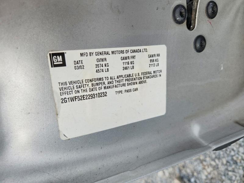 Продажа на аукционе авто 2002 Chevrolet Impala, vin: 2G1WF52E229310232, номер лота: 62452586