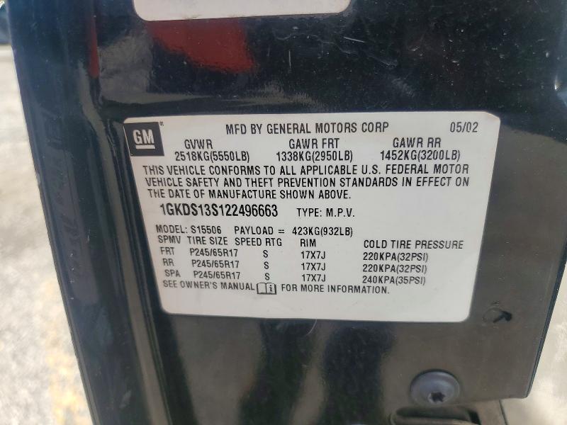 Aukcja sprzedaży 2002 Gmc Envoy, vin: 1GKDS13S122496663, numer aukcji: 61233916