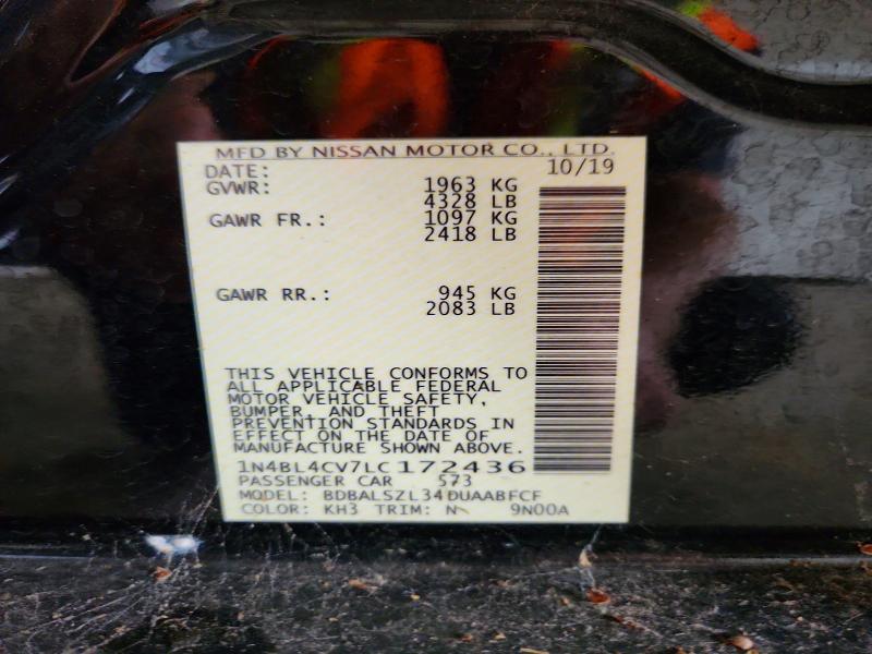2020 Nissan Altima მანქანა იყიდება აუქციონზე, vin: 1N4BL4CV7LC172436, აუქციონის ნომერი: 60851936