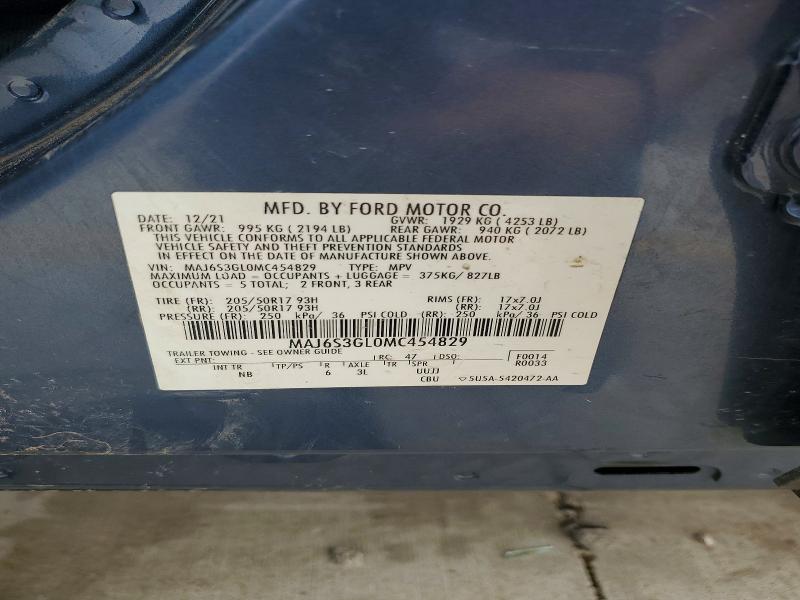 2021 Ford Ecosport მანქანა იყიდება აუქციონზე, vin: MAJ6S3GL0MC454829, აუქციონის ნომერი: 60897926