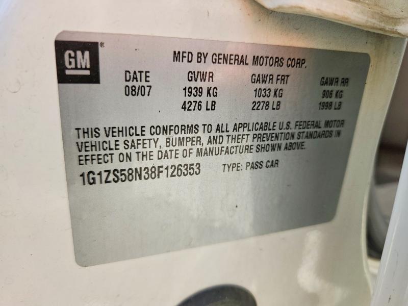 Aukcja sprzedaży 2008 Chevrolet Malibu, vin: 1G1ZS58N38F126353, numer aukcji: 61150986