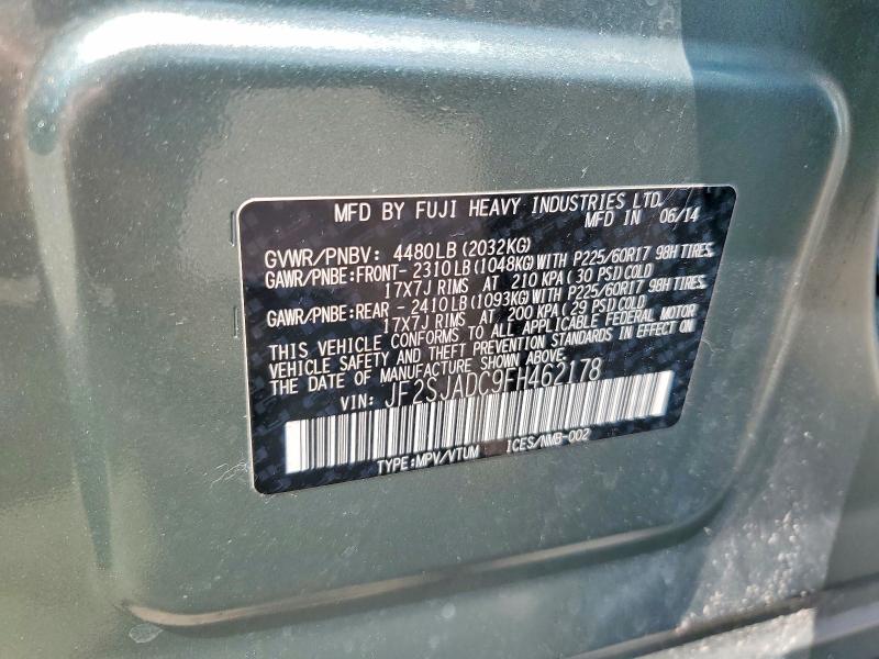 Продаж на аукціоні авто 2015 Subaru Forester, vin: JF2SJADC9FH462178, номер лоту: 61798386