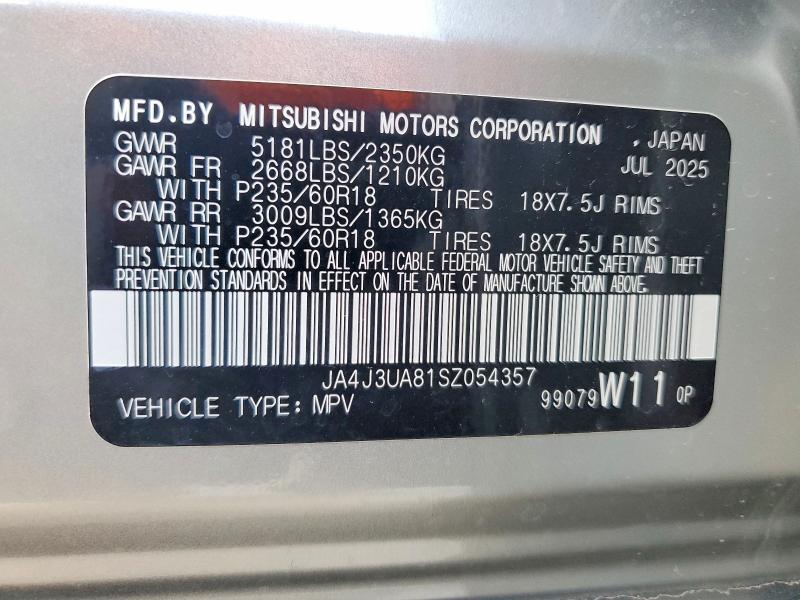 Aukcja sprzedaży 2025 Mitsubishi Outlander, vin: JA4J3UA81SZ054357, numer aukcji: 62619476