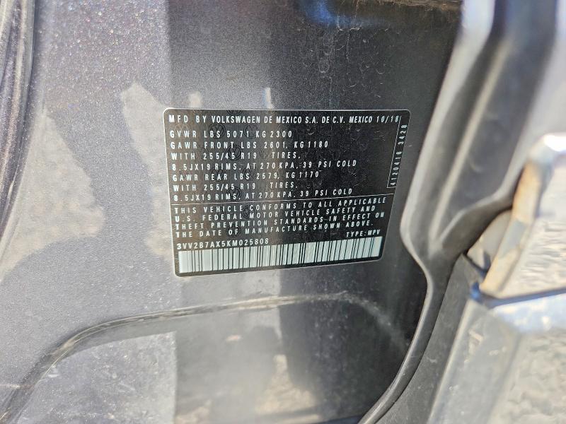 Продаж на аукціоні авто 2019 Volkswagen Tiguan, vin: 3VV2B7AX5KM025808, номер лоту: 61900256