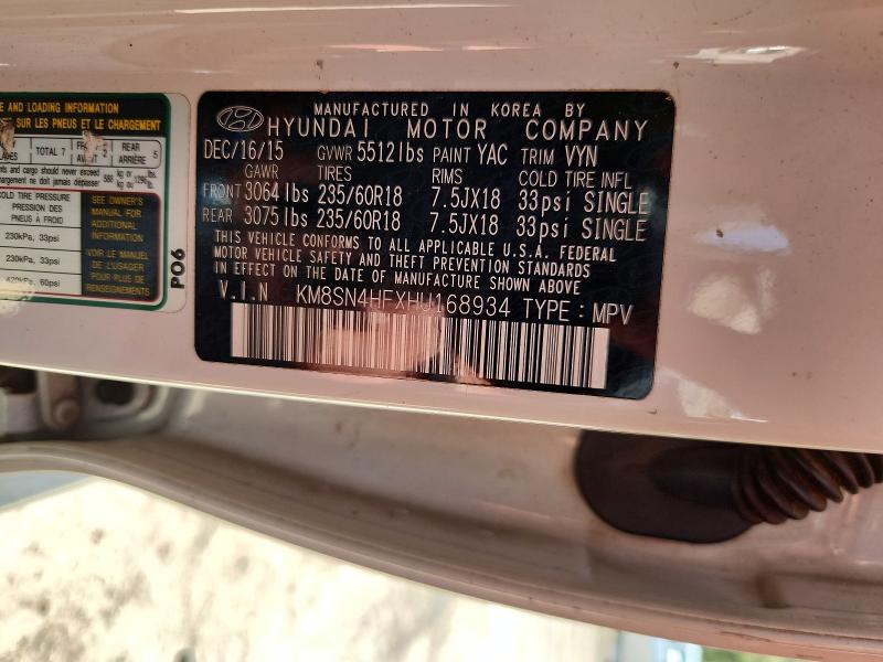 Продаж на аукціоні авто 2017 Hyundai Santa Fe, vin: KM8SN4HFXHU168934, номер лоту: 62457266