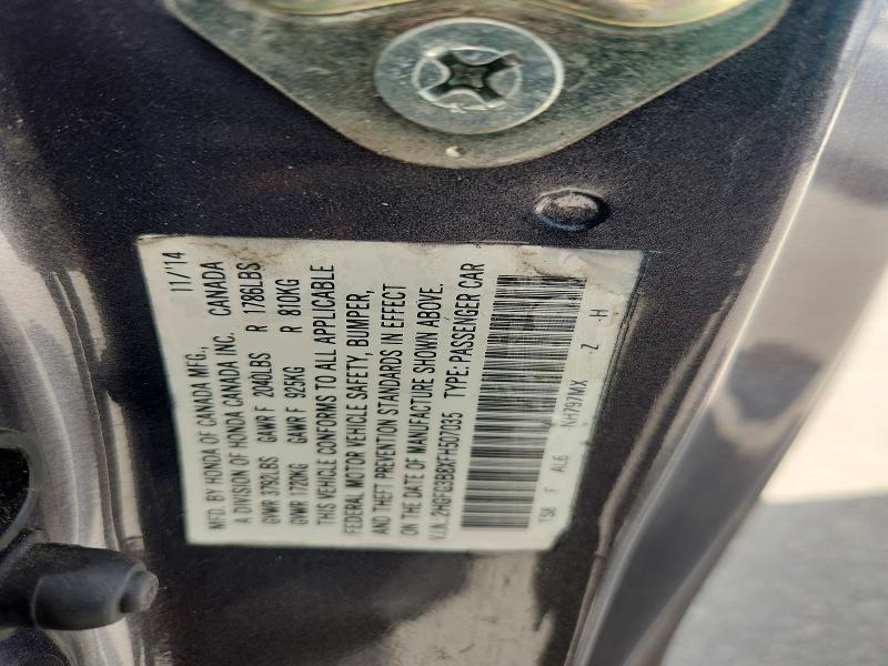 61417956 :رقم المزاد ، 2HGFG3B8XFH507035 vin ، 2015 Honda Civic مزاد بيع