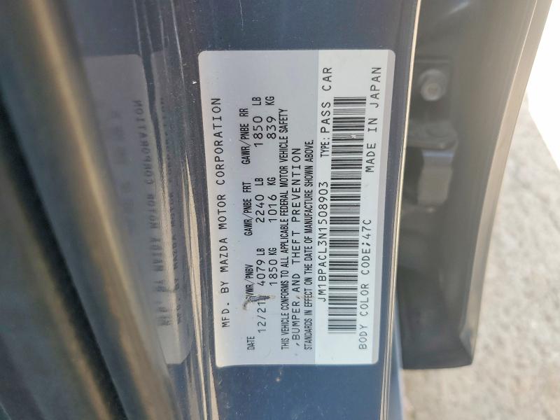 Продажа на аукционе авто 2022 Mazda 3, vin: JM1BPACL3N1508903, номер лота: 58553286