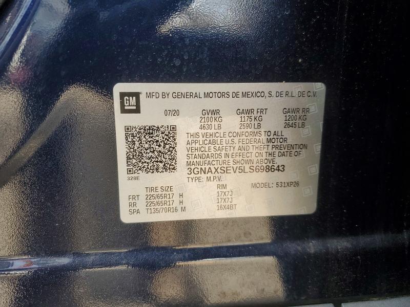 Продажа на аукционе авто 2020 Chevrolet Equinox, vin: 3GNAXSEV5LS698643, номер лота: 62997486