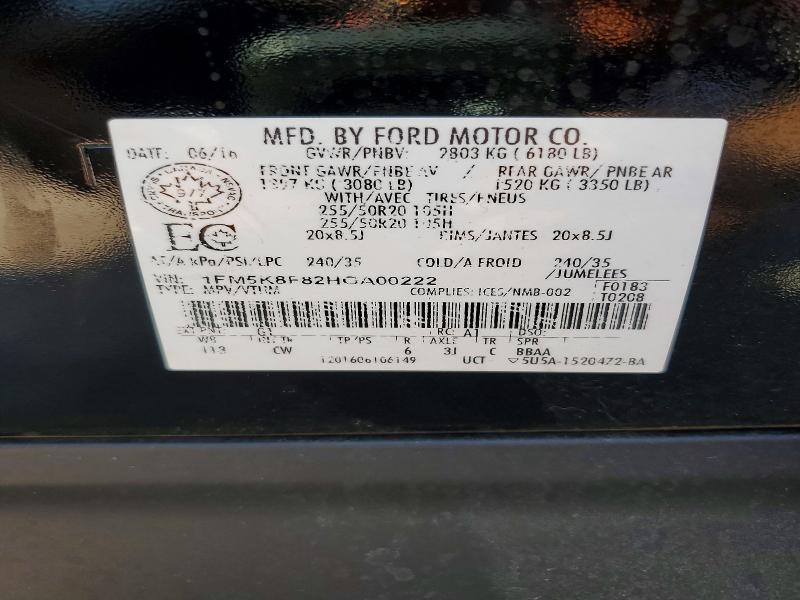 Продаж на аукціоні авто 2017 Ford Explorer, vin: 1FM5K8F82HGA00222, номер лоту: 60474416