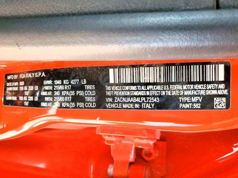 Продажа на аукционе авто 2020 Jeep Renegade, vin: ZACNJAAB4LPL72543, номер лота: 85982395
