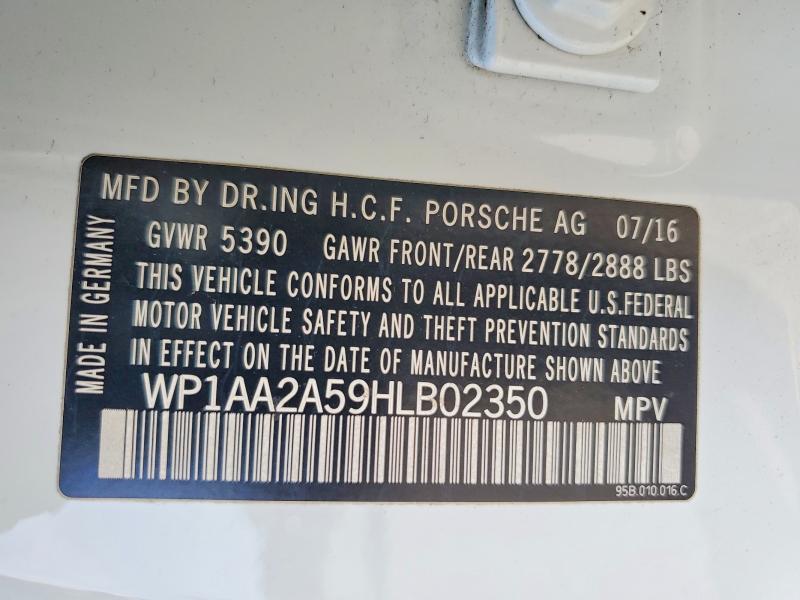 60586846 :رقم المزاد ، WP1AA2A59HLB02350 vin ، 2017 Porsche Macan مزاد بيع