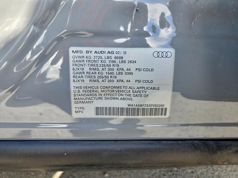 Auction sale of the 2025 Audi Q4 E-tron, vin: WA1A5BFZ5SP050260, lot number: 60461556