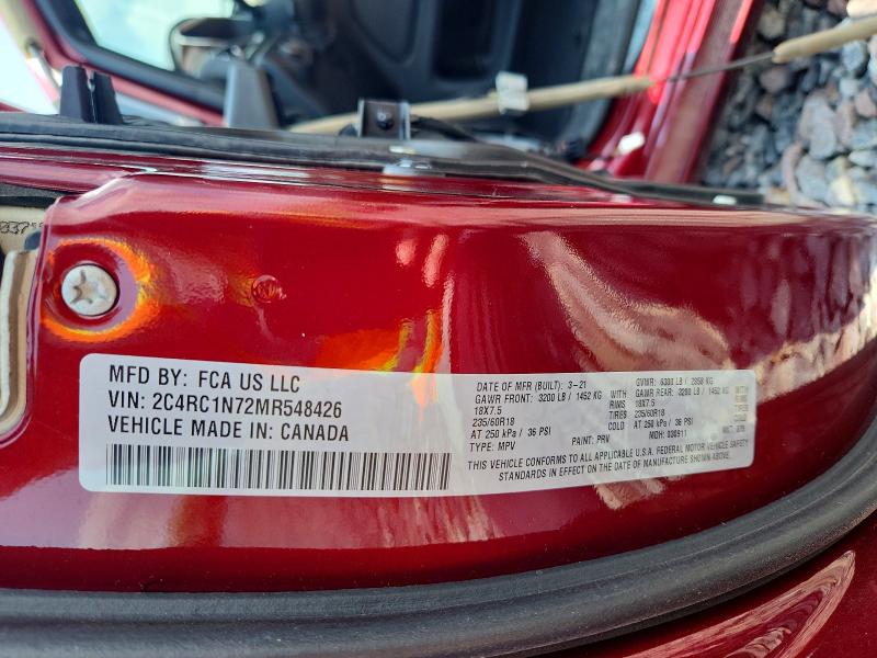 Aukcja sprzedaży 2021 Chrysler Pacifica, vin: 2C4RC1N72MR548426, numer aukcji: 62941966