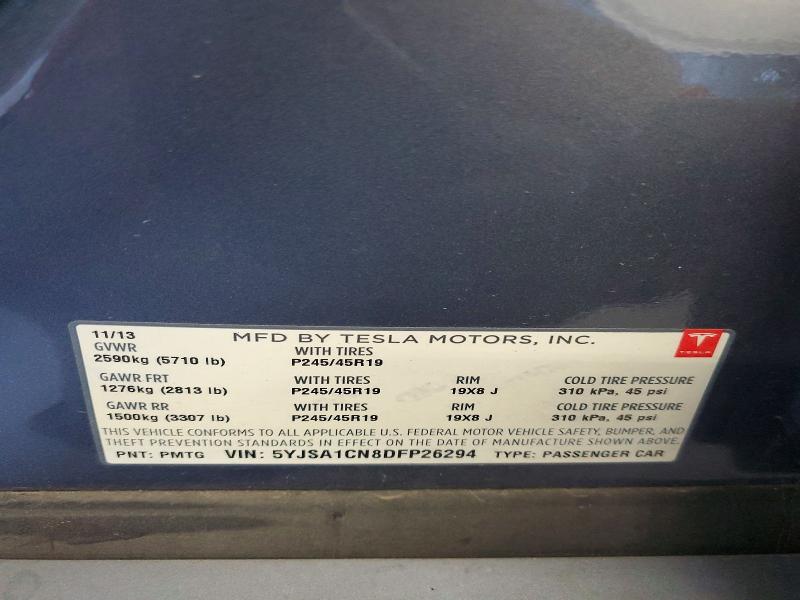 59716756 :رقم المزاد ، 5YJSA1CN8DFP26294 vin ، 2013 Tesla Model S مزاد بيع