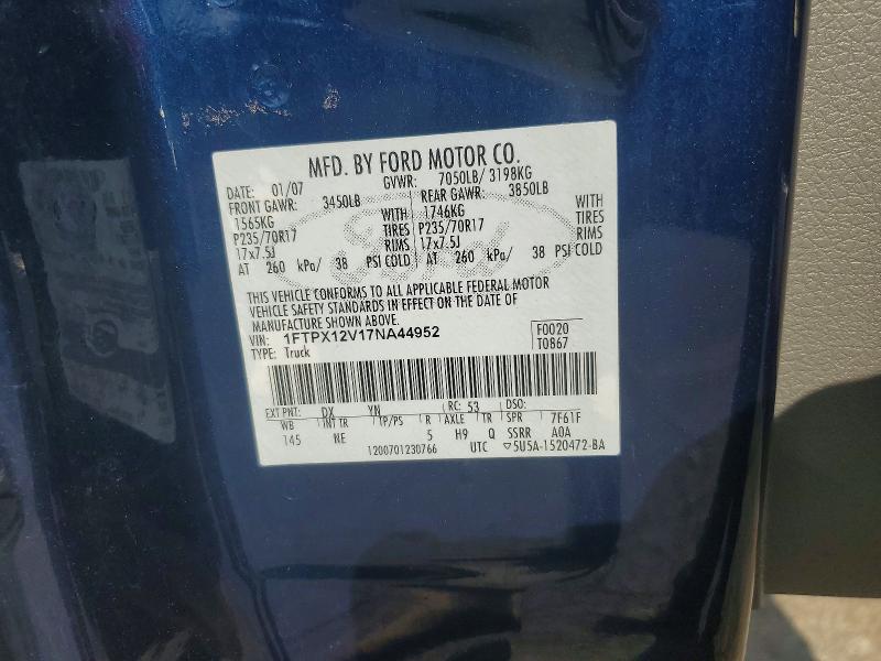 Aukcja sprzedaży 2007 Ford F150, vin: 1FTPX12V17NA44952, numer aukcji: 60365536