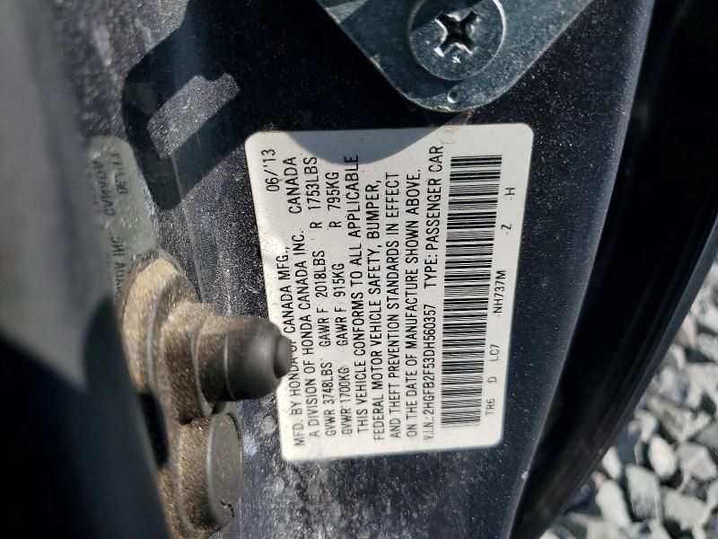 Продажа на аукционе авто 2013 Honda Civic, vin: 2HGFB2F53DH560357, номер лота: 61726266