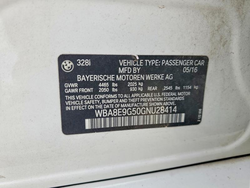 61808646 :رقم المزاد ، WBA8E9G50GNU28414 vin ، 2016 Bmw 328 مزاد بيع