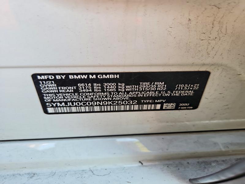 62378266 :رقم المزاد ، 5YMJU0C09N9K25032 vin ، 2022 Bmw X5 مزاد بيع