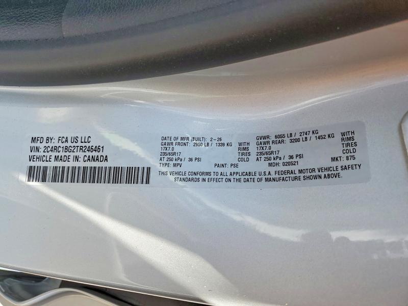 60124626 :رقم المزاد ، 2C4RC1BG2TR246461 vin ، 2026 Chrysler Pacifica مزاد بيع