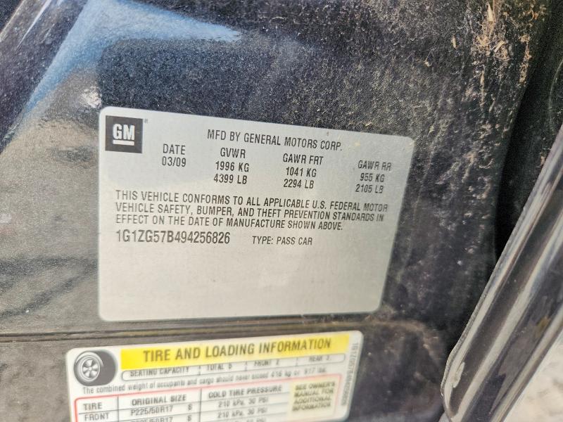 61008956 :رقم المزاد ، 1G1ZG57B494256826 vin ، 2009 Chevrolet Malibu مزاد بيع