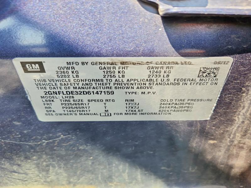 Aukcja sprzedaży 2013 Chevrolet Equinox, vin: 2GNFLDE32D6147159, numer aukcji: 61795926