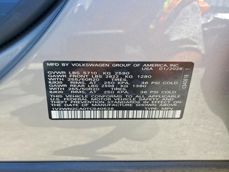 Aukcja sprzedaży 2026 Volkswagen Atlas, vin: 1V2WN2CA0TC540526, numer aukcji: 63596506