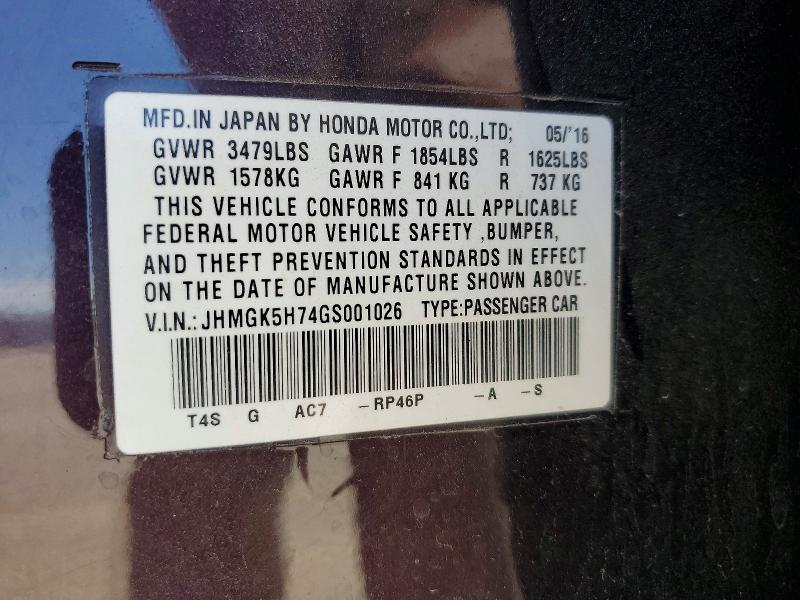 Продаж на аукціоні авто 2016 Honda Fit, vin: JHMGK5H74GS001026, номер лоту: 58369566