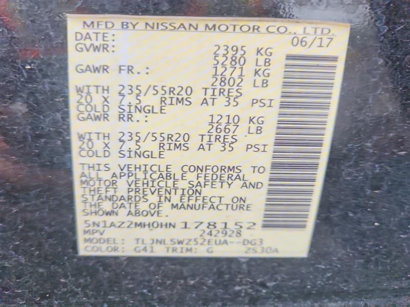 Aukcja sprzedaży 2017 Nissan Murano, vin: 5N1AZ2MH0HN178152, numer aukcji: 61372666
