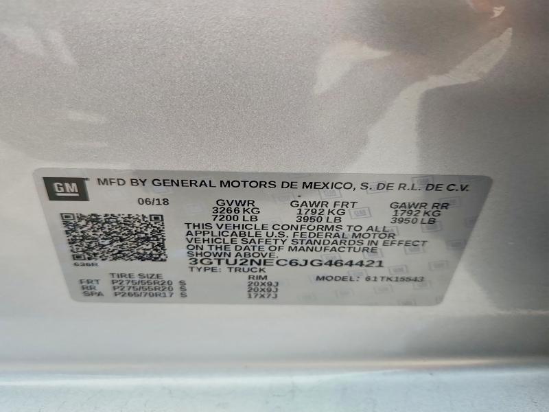 61204586 :رقم المزاد ، 3GTU2NEC6JG464421 vin ، 2018 Gmc Sierra مزاد بيع