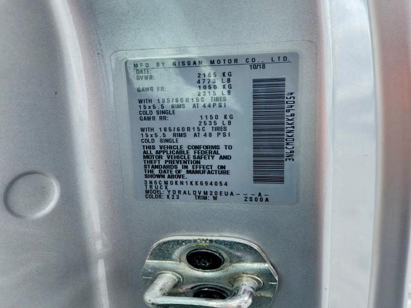 62163686 :رقم المزاد ، 3N6CM0KN1KK694054 vin ، 2019 Nissan Nv200 مزاد بيع