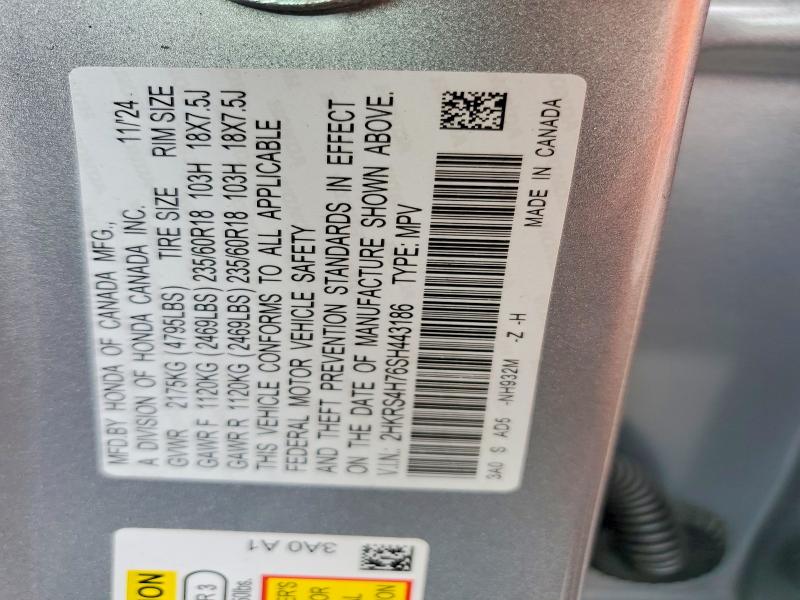 61555786 :رقم المزاد ، 2HKRS4H76SH443186 vin ، 2025 Honda Cr-v مزاد بيع