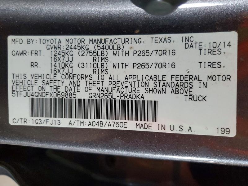 Aukcja sprzedaży 2015 Toyota Tacoma, vin: 5TFJU4GN0FX069885, numer aukcji: 62677576