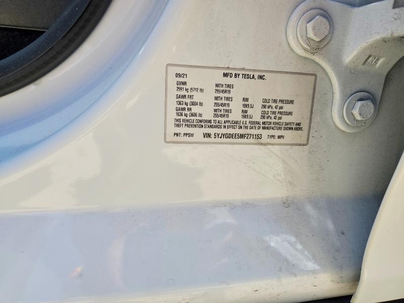 Aukcja sprzedaży 2021 Tesla Model Y, vin: 5YJYGDEE5MF271153, numer aukcji: 59573386