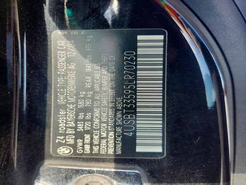 58615336 :رقم المزاد ، 4USBT33595LR70230 vin ، 2005 Bmw Z4 مزاد بيع