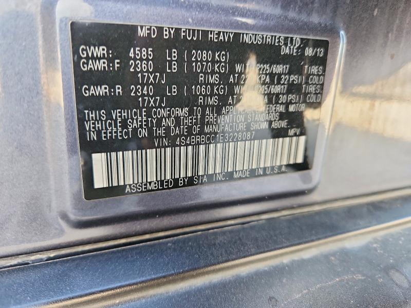 62521846 :رقم المزاد ، 4S4BRBCC1E3228087 vin ، 2014 Subaru Outback مزاد بيع